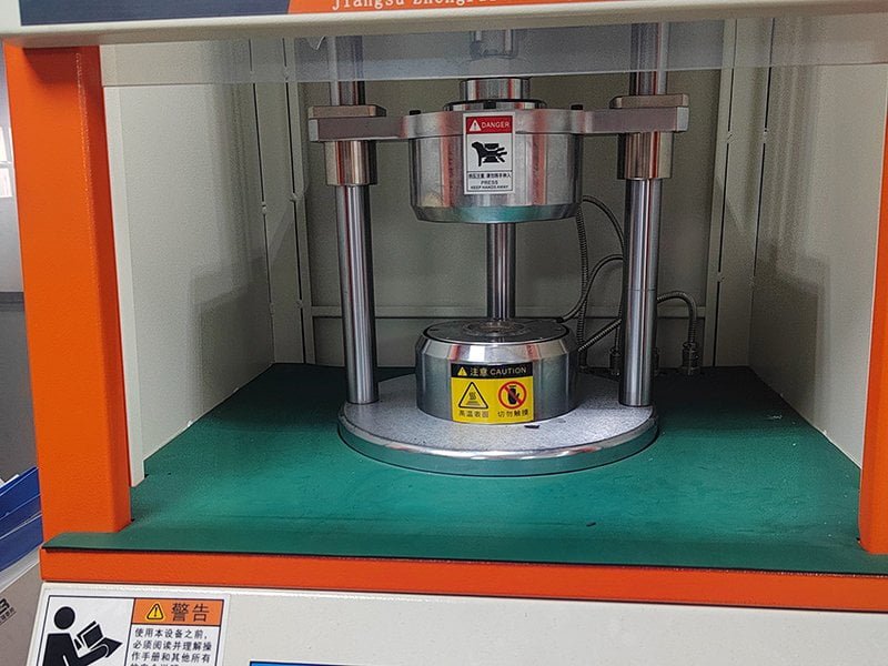 Mooney viscosity testing equipment measuring rubber compound consistency