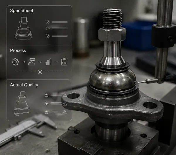 Gap between stated specifications and actual production quality in ball joints