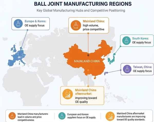 Global map of ball joint manufacturing regions