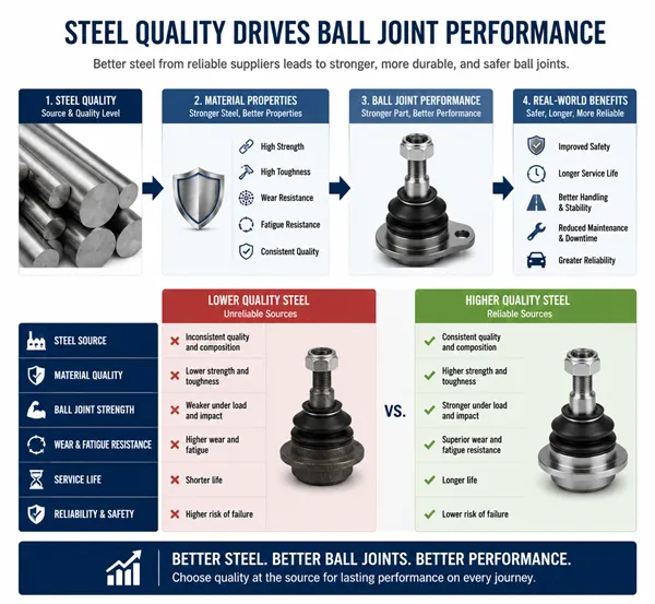 Ball joint steel material quality Steel material quality impact on ball joint performance