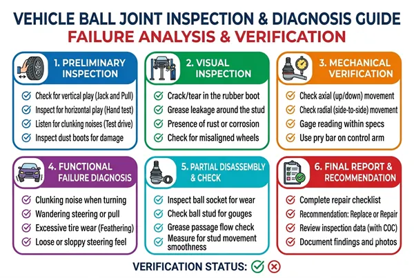 Vehicle ball joint inspection and failure diagnosis guide