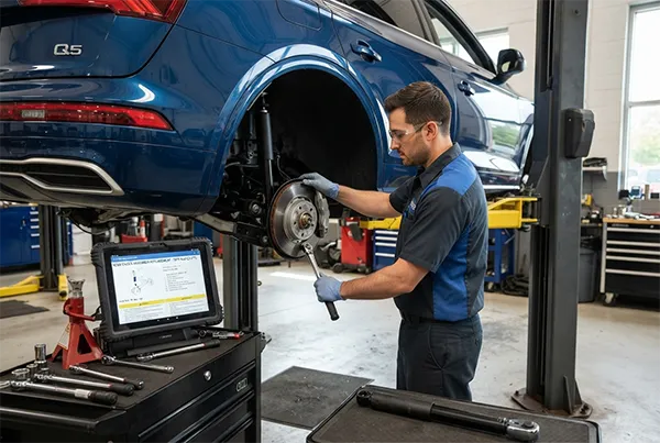 Safely replace shock absorbers using vehicle-specific service information