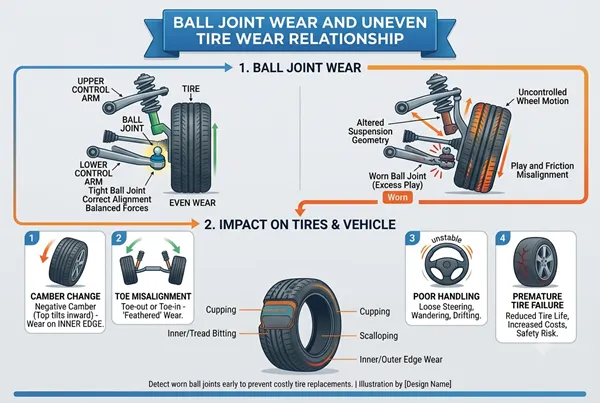 Ball joint wear and uneven tire wear relationship