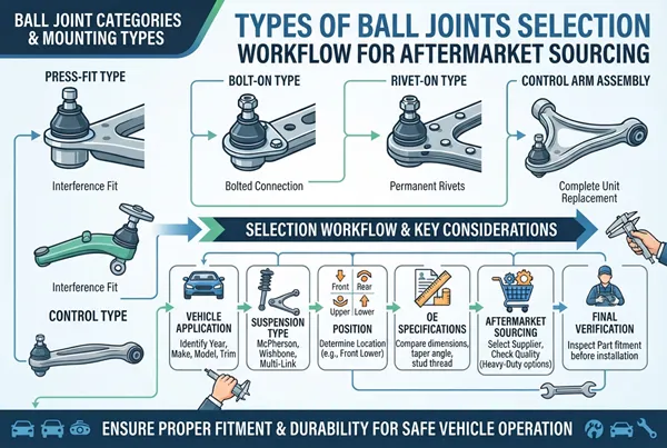 types of ball joints selection workflow for aftermarket sourcing