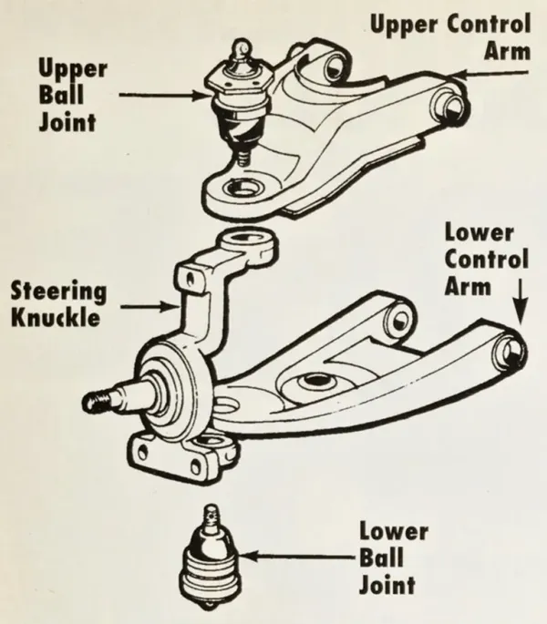 upper vs lower ball joints suspension position diagram
