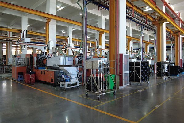 Radiator factory production area for radiators, radiator fans, and radiator hoses