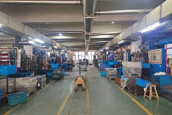 Rubber parts factory production area for strut mounts, bushings, and engine mounts