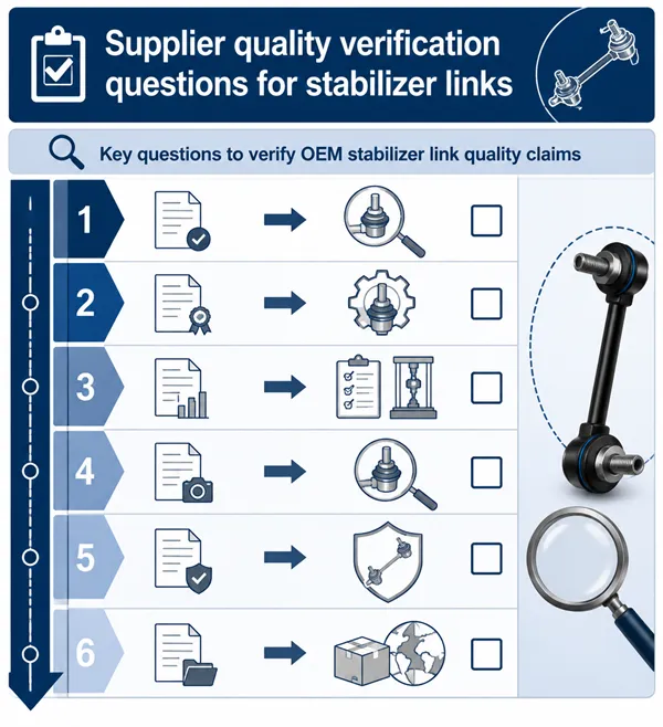 Supplier quality verification questions for stabilizer links