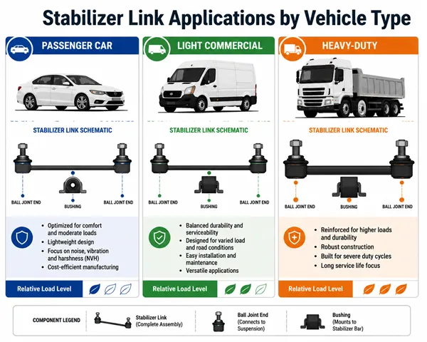 Different stabilizer link applications across vehicle types