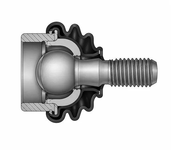 ball joint cross-section showing dust boot and socket