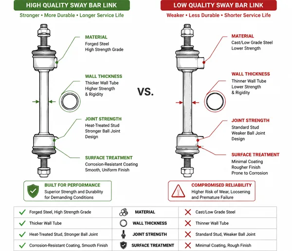 Sway bar link material and quality differences Why identical-looking sway bar links perform differently