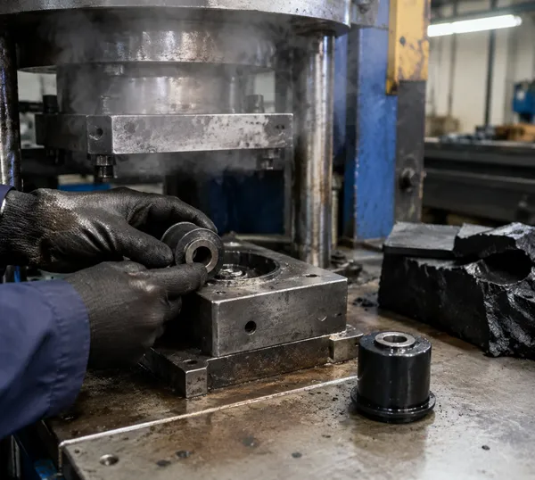 Rubber bushing vulcanization process for sway bar links