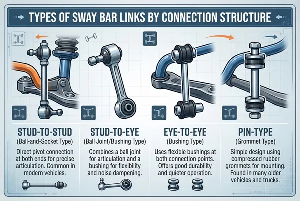 Common sway bar link connection designs types of sway bar links by connection structure