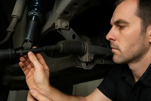 Professional inspection of a potentially bad rack end how to tell if rack end is bad through professional steering inspection