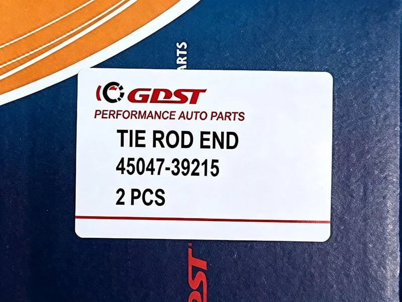 Custom color label for branded Tie Rod End packaging